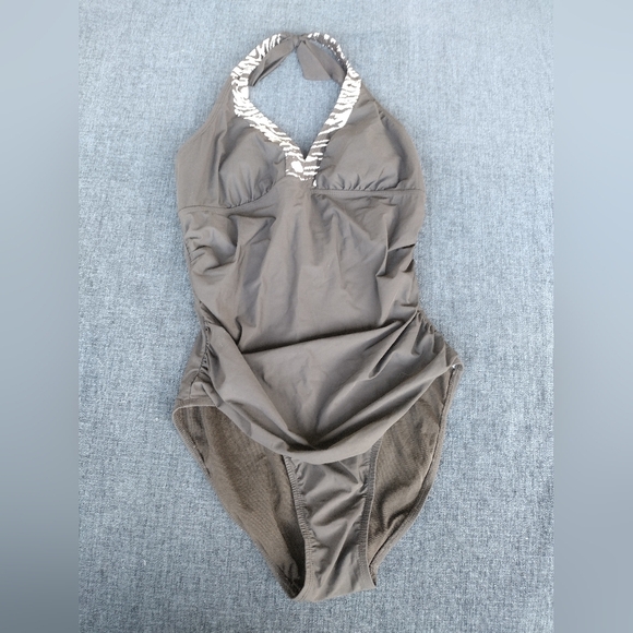 Love Your Assets SPANX Swimsuit Large Black Zebra One Piece Ruched - Picture 1 of 5